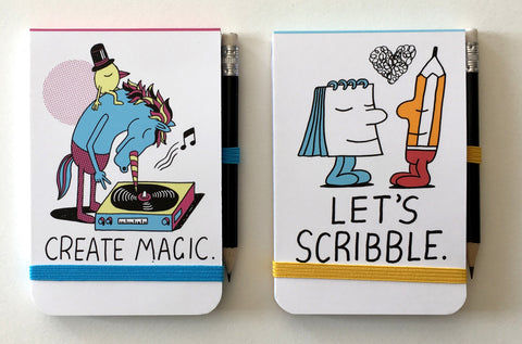 Jeremyville CSA Notepads with Pencil - "Create Magic / Let's Scribble"